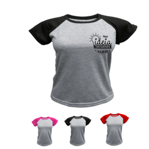 Camiseta Baby Look Raglan Mescla – Personalizada