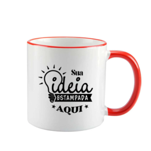 Caneca 325ml Branca com Borda e Alça