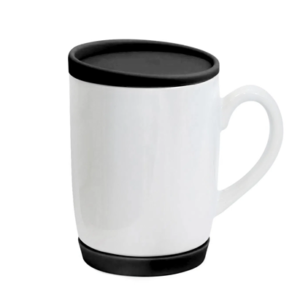 Caneca Branca com Tampa e Base de Silicone