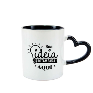 Caneca Lovel Branca com alça e interior Preto