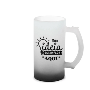 Caneca de Chopp em Vidro Jateado Degrade Preta - 475ml