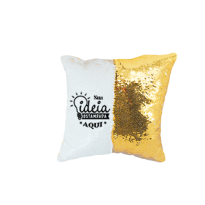 Capa de Almofada Lantejoula Branco X Dourado