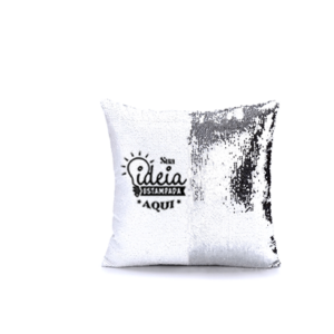 Capa de Almofada Lantejoula Branco X Prata