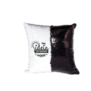 Capa de Almofada Lantejoula Branco X Preto