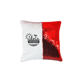 Capa de Almofada Lantejoula Branco X Vermelha