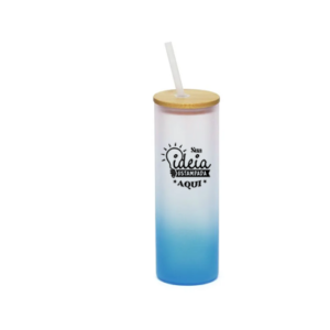 Copo Vidro 525ml - Jateado Azul