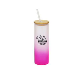 Copo Vidro 525ml - Jateado Rosa