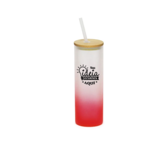 Copo Vidro 525ml - Jateado Vermelho