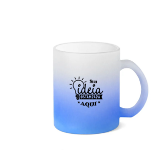 Copo Vidro Jateado Degrade Azul