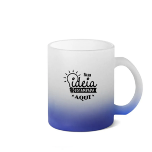 Copo Vidro Jateado Degrade Azul Escuro