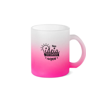 Copo Vidro Jateado Degrade Rosa