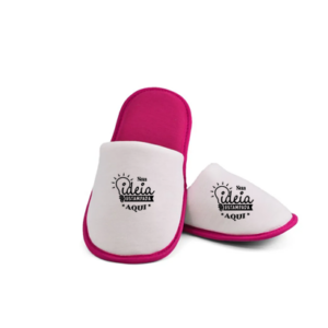 Pantufa Branco -Rosa