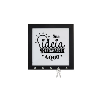 Porta Chaves Pintada Preto 15x15