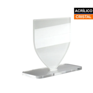Troféu Acrílico Cristal com Base - Brasão Reto10x11cm