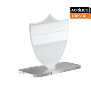 Troféu Acrílico Cristal com Base - Brasão Pontudo 10x11cm