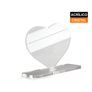 Troféu Acrílico Cristal com Base - Coração 12x10cm