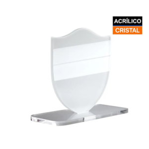 Troféu Acrílico Cristal com Base - Brasão Arredondado 10x11cm